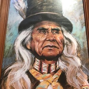 Native American canvas print in wooden frame